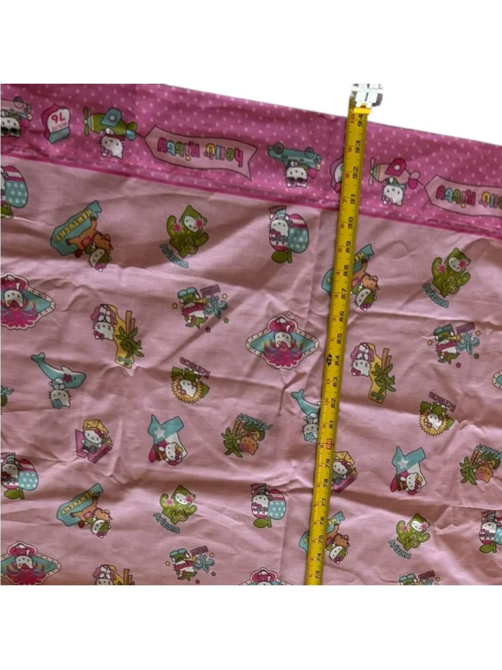 Sanrio Hello Kitty Rare 2008 US States flat sheet 94” x 65”